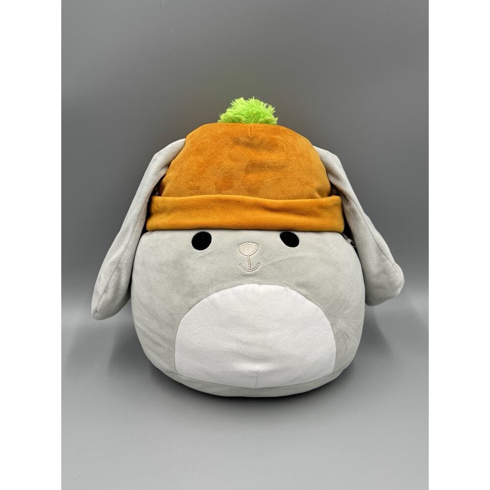 Squishmallows Valentina Light Gray Bunny with Orange Cap Plush 11” Stuffed Toy